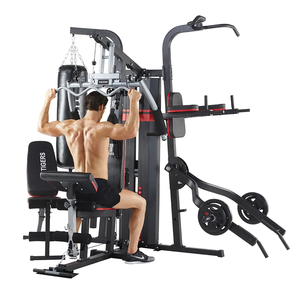 Multi gym cable station with lat pulldown and butterfly