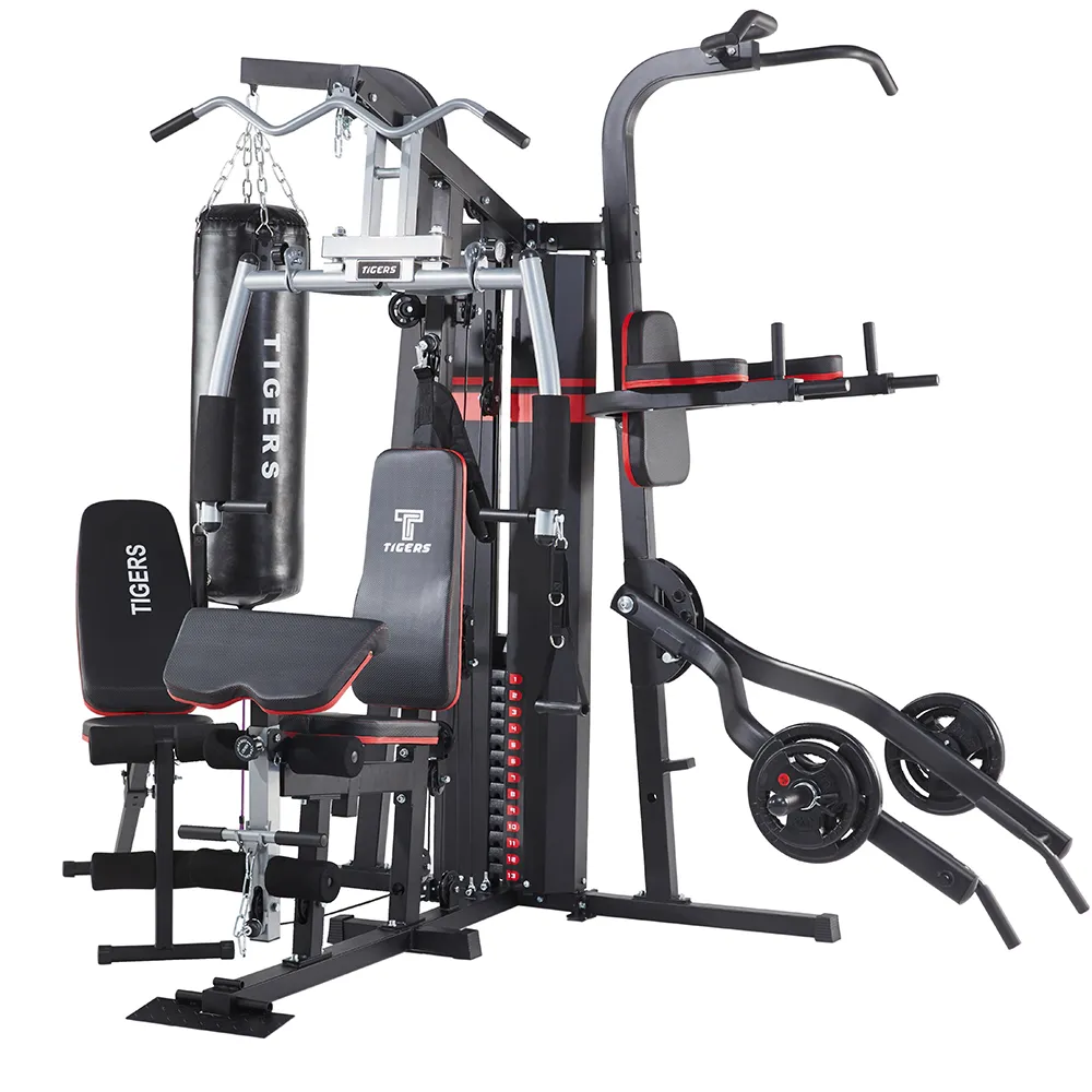 4 station multi gym with shoulder press and weight stack