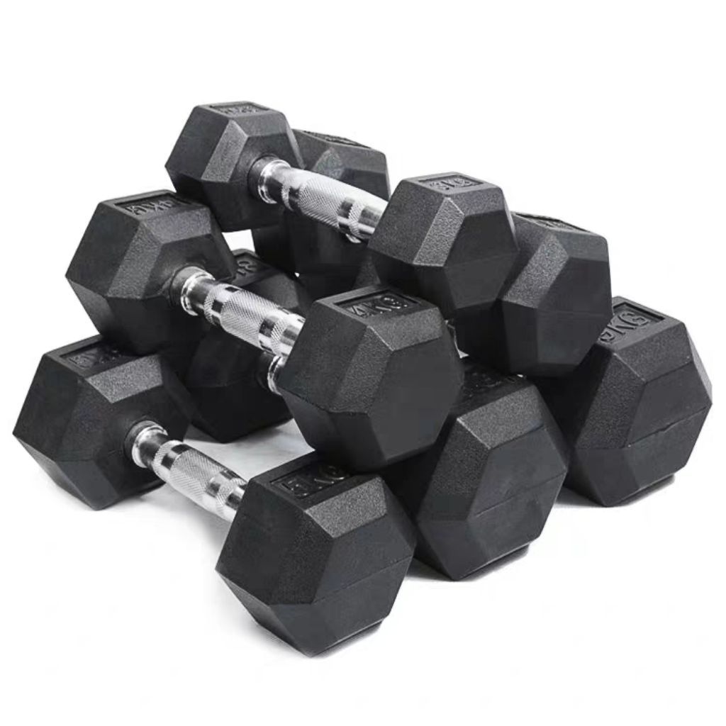 hex-dumbbell-4.jpg Rubber Coated Hex Dumbbells (Pair) - Image 1