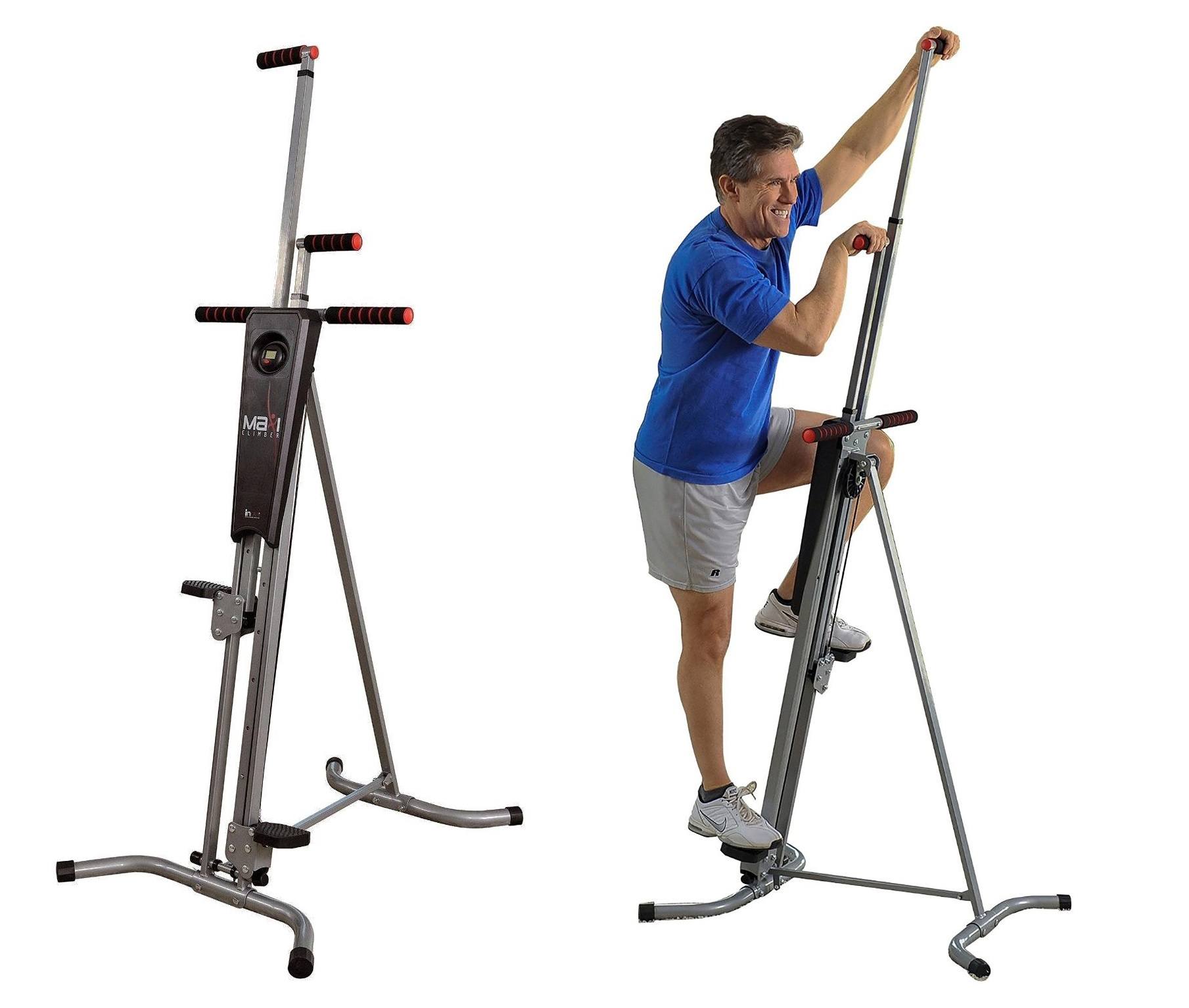 Foldable vertical climber with non-stick grip handles