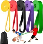 Premium Rubber Resistance Bands With Handles.A Set Of 5 Bands.